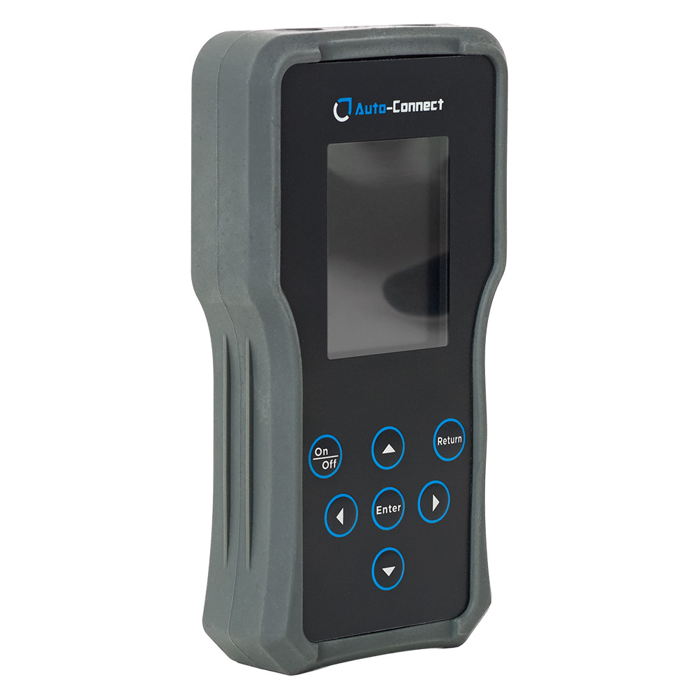 Ett handhållet test- och mätverktyg med knappar och skärm.