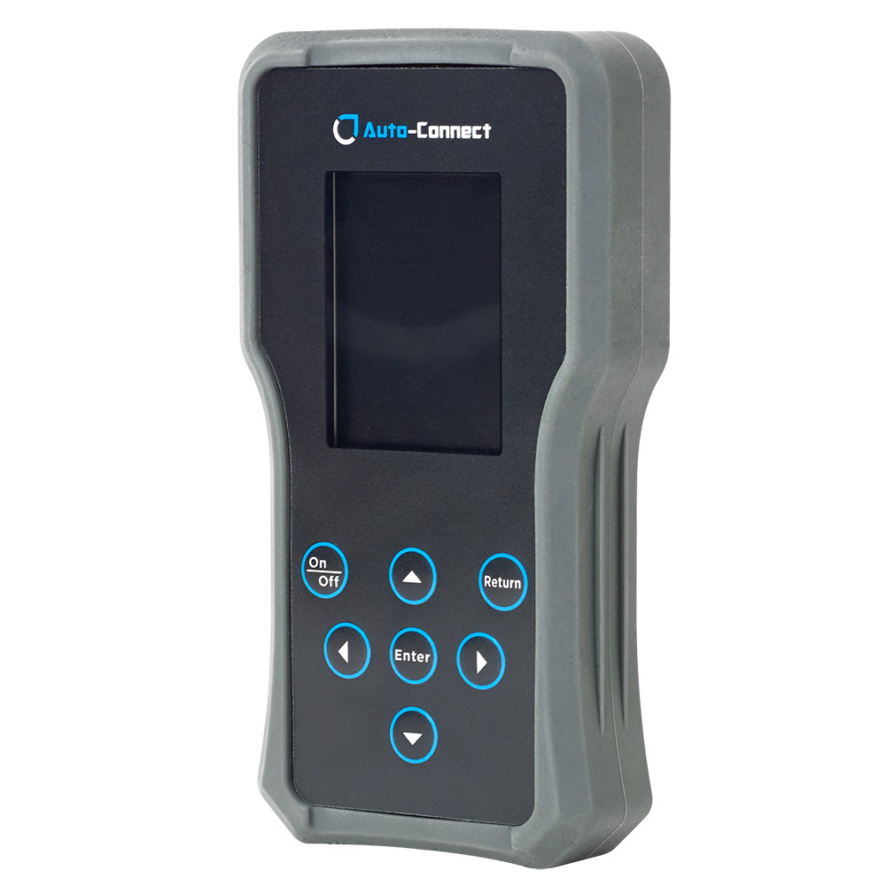 Ett handhållet test- och mätverktyg med knappar och skärm.