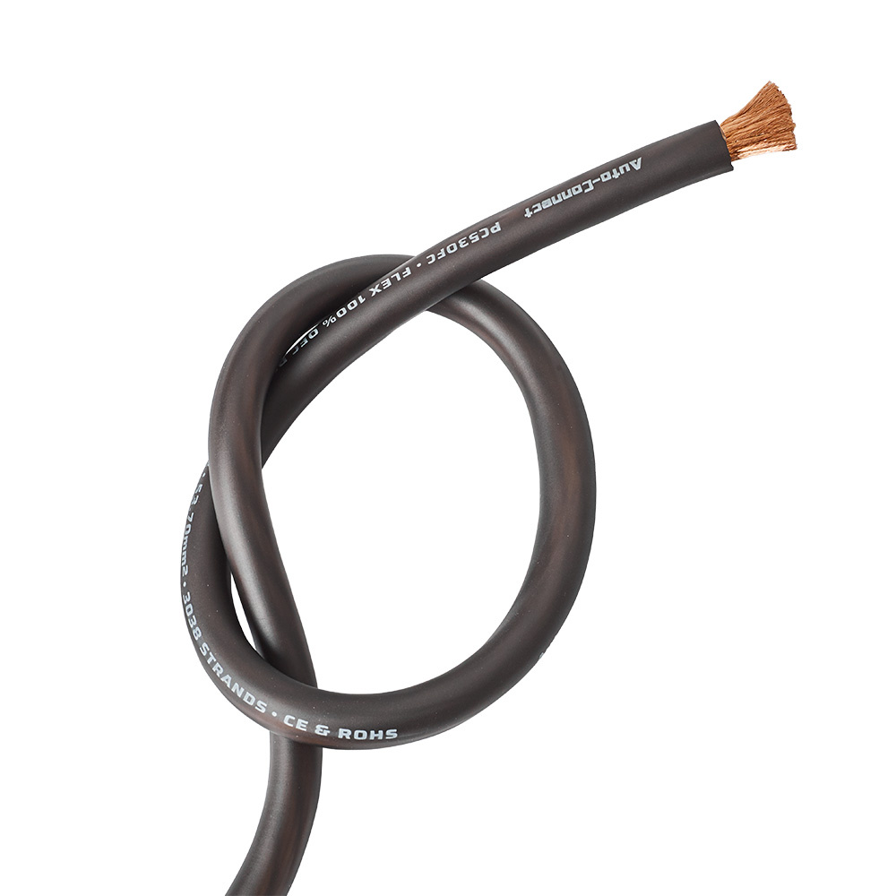 Auto-Connect svart strömkabel OFC 53.7mm², metervara