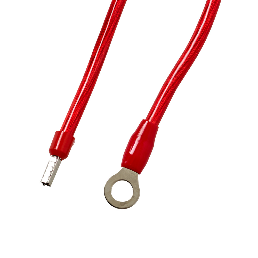 Röd 6mm² strömkabel med ringterminal och kontaktänd.
