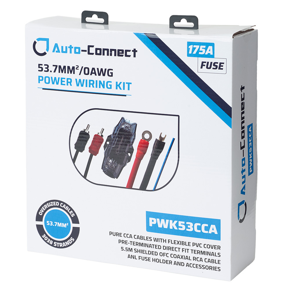 Förpackning av Auto-Connect Pure CCA kabelkit med information och bilder på kablar.
