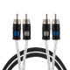 Auto-Connect 2-kanals lågnivåkabel 2 meter, Level 3 Tvåkanals lågnivåkabel med RCA-kontakter, 2 meter lång, svart och silver.