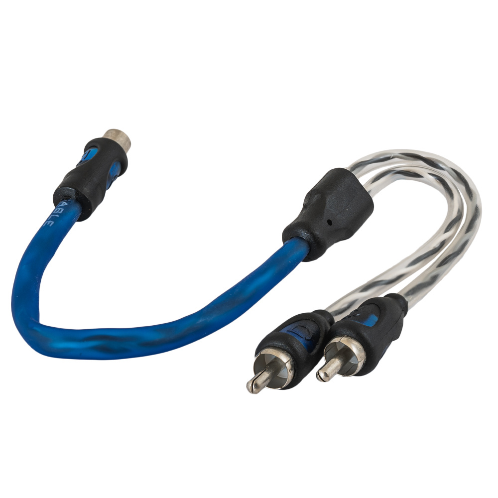 Y-splitt kabel med 2 hanar och 1 hona, 0.3 m, för låg signalöverföring.