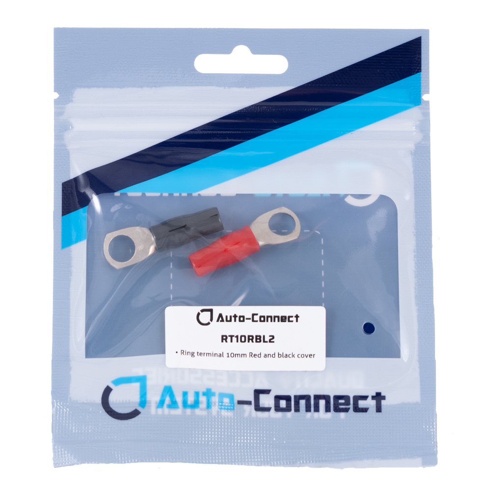 Ringkabelskor i röd och svart för 10 mm² kabel från Auto-Connect.