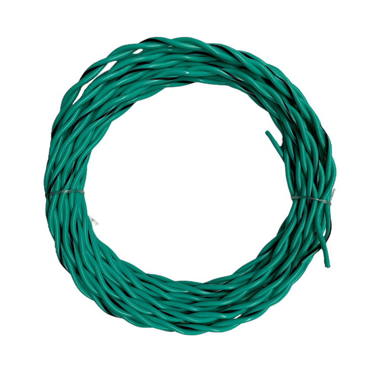 Tvinnad högtalarkabel, grön och lila, 2x1.0mm², 6 meter lång.