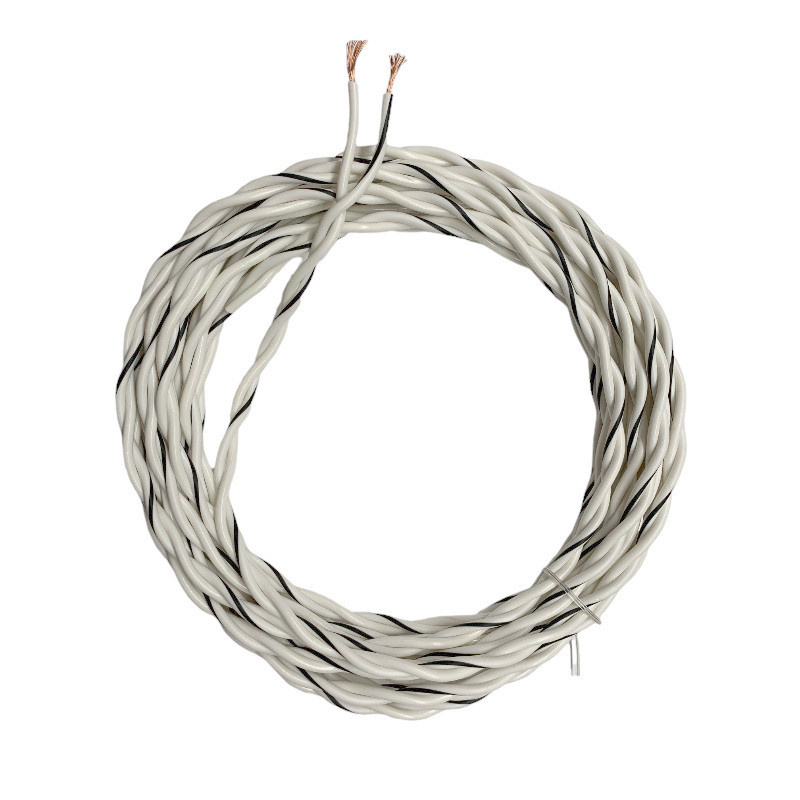 Tvinnad högtalarkabel, grå och vit, 2x1.0mm², 6 meter.