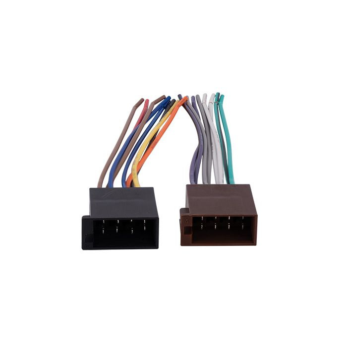 Två kontaktblock med flera färgade ledningar för anslutning.