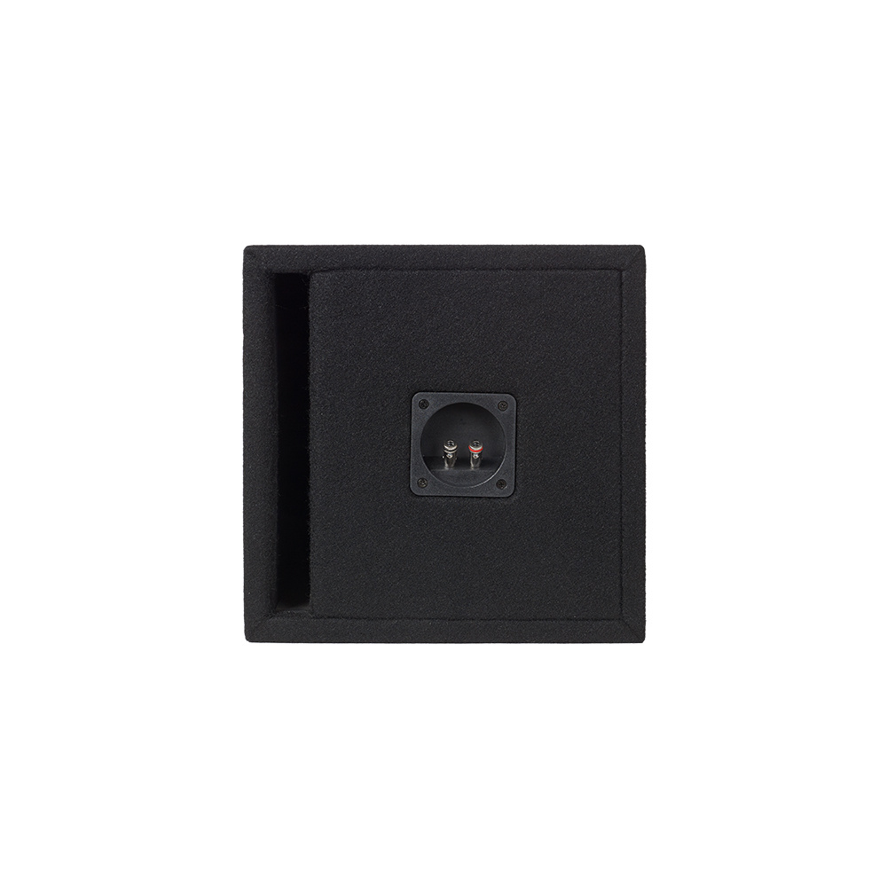 Svart baslåda för bilstereo, portad, 1x10 tum. Enkel och stilren design.