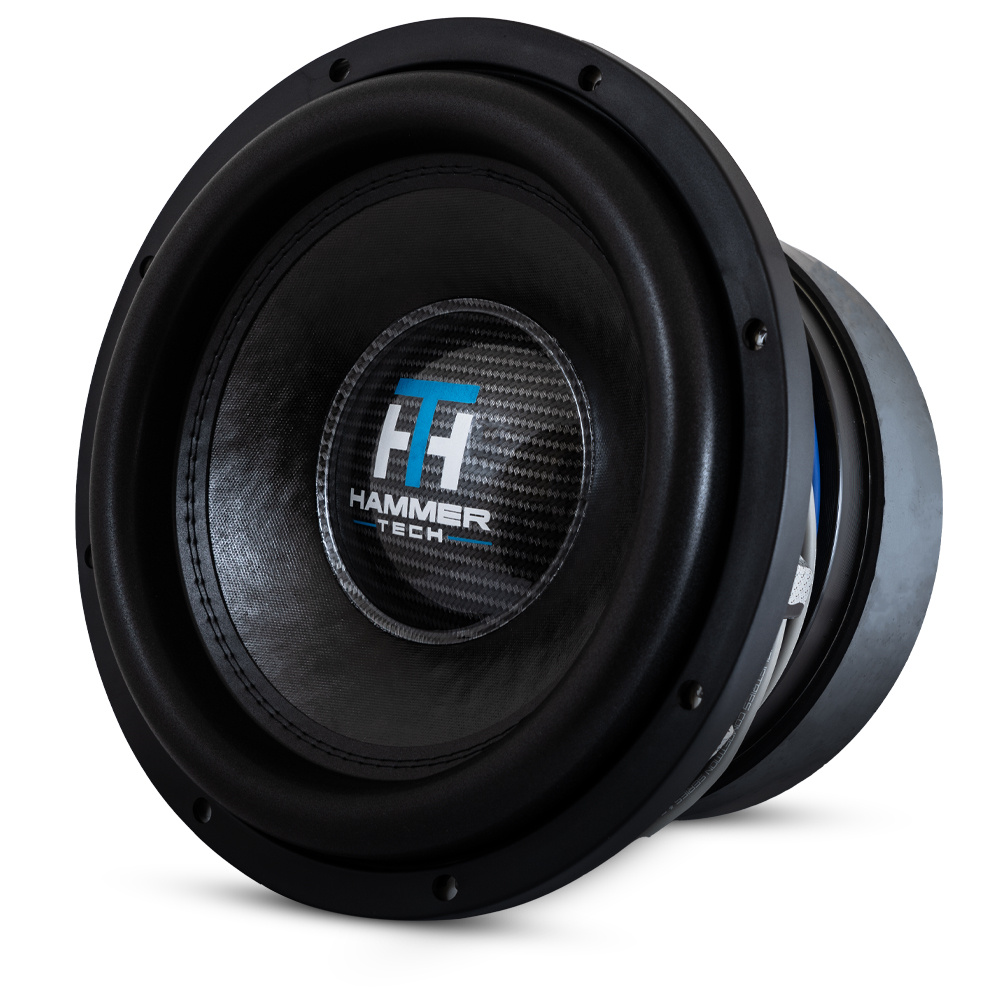 En 12-tums subwoofer med varumärket Hammer Tech.