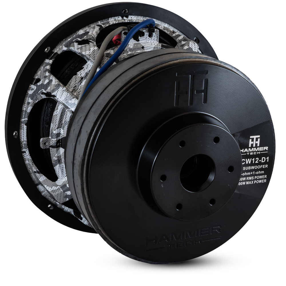 Subwoofer från Hammer Tech med kraftfull design och 12 tum diameter.