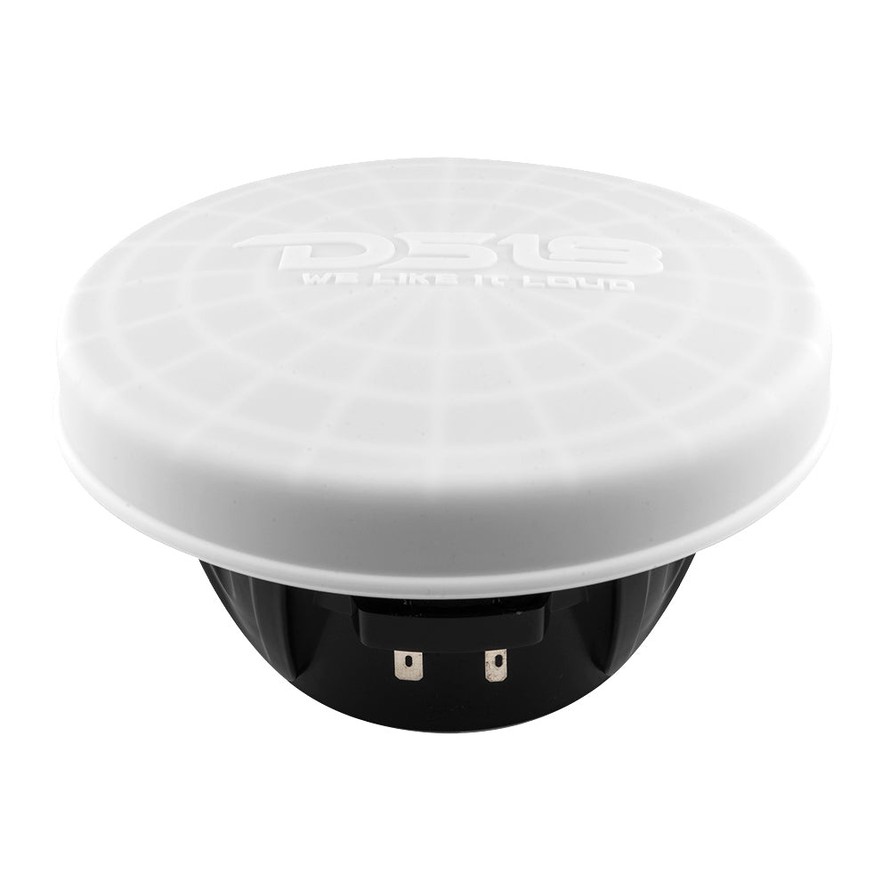 Silikonskydd för 6.5 tums högtalare, vit färg med märket DS18.