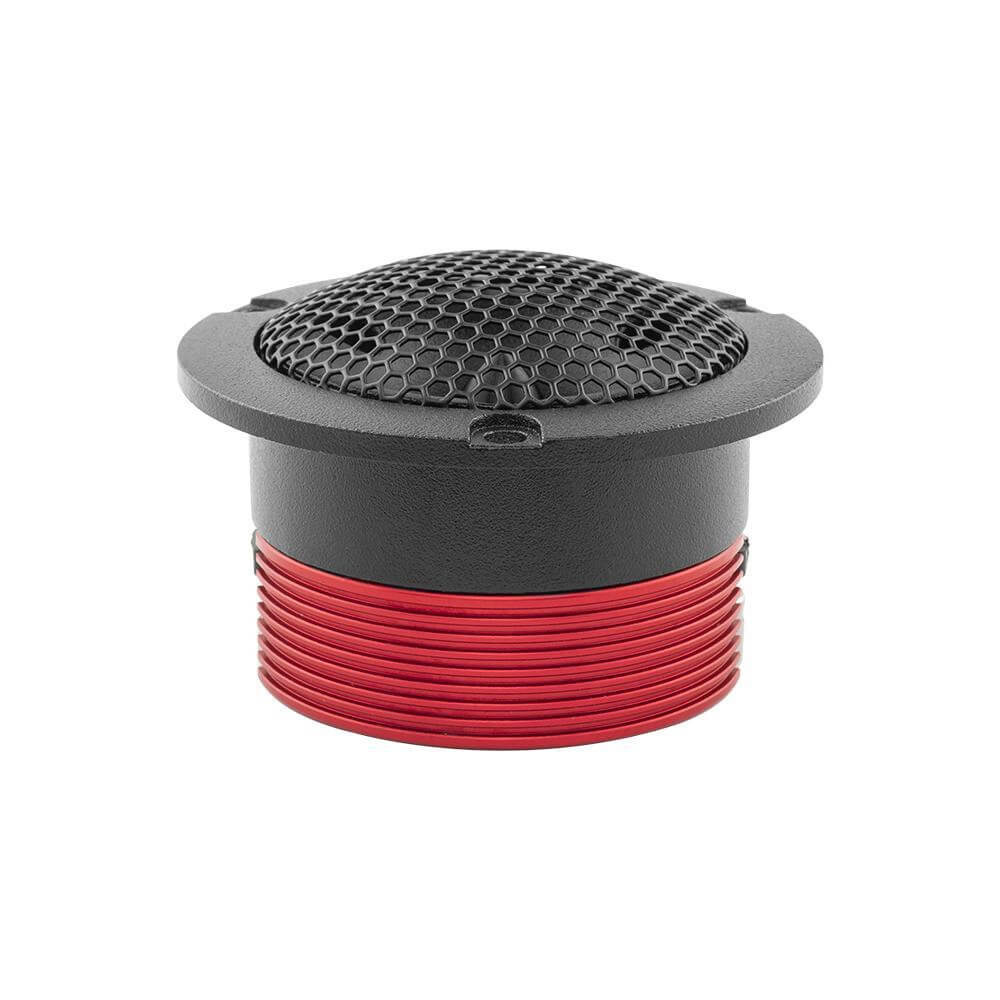 Högtalardiskant med horndesign och svart-röd kapsling.