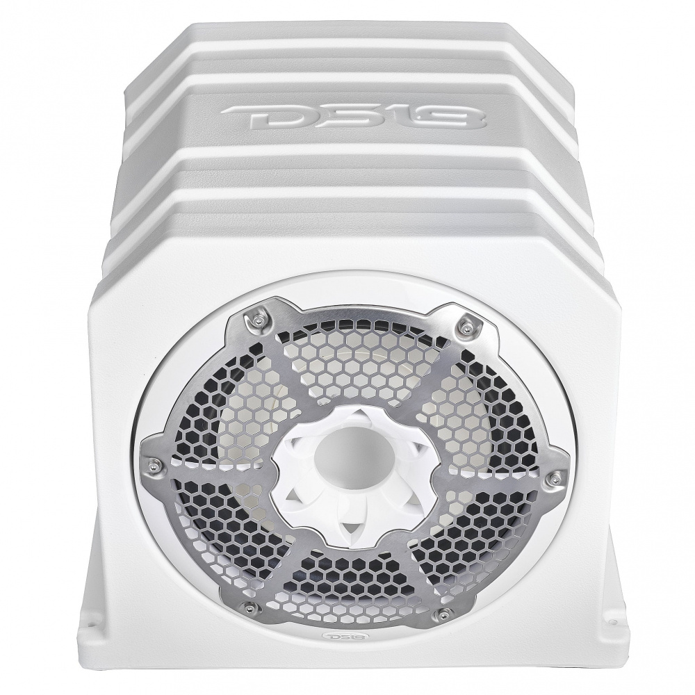 Marin baslåda med RGB LED-belysning, 10 tum, vit design.