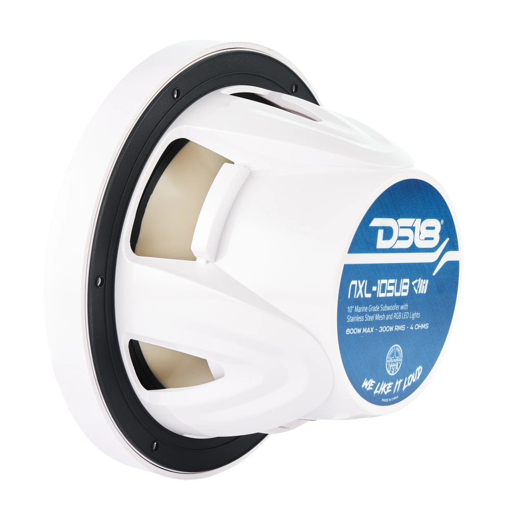 DS18 NXL-10SUB/WH, vit 10 tums marinbas med LED, par
