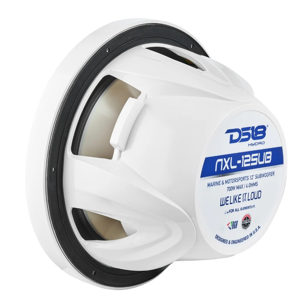 DS18 NXL-12SUB/WH, vit 12 tums marinbas med LED, par