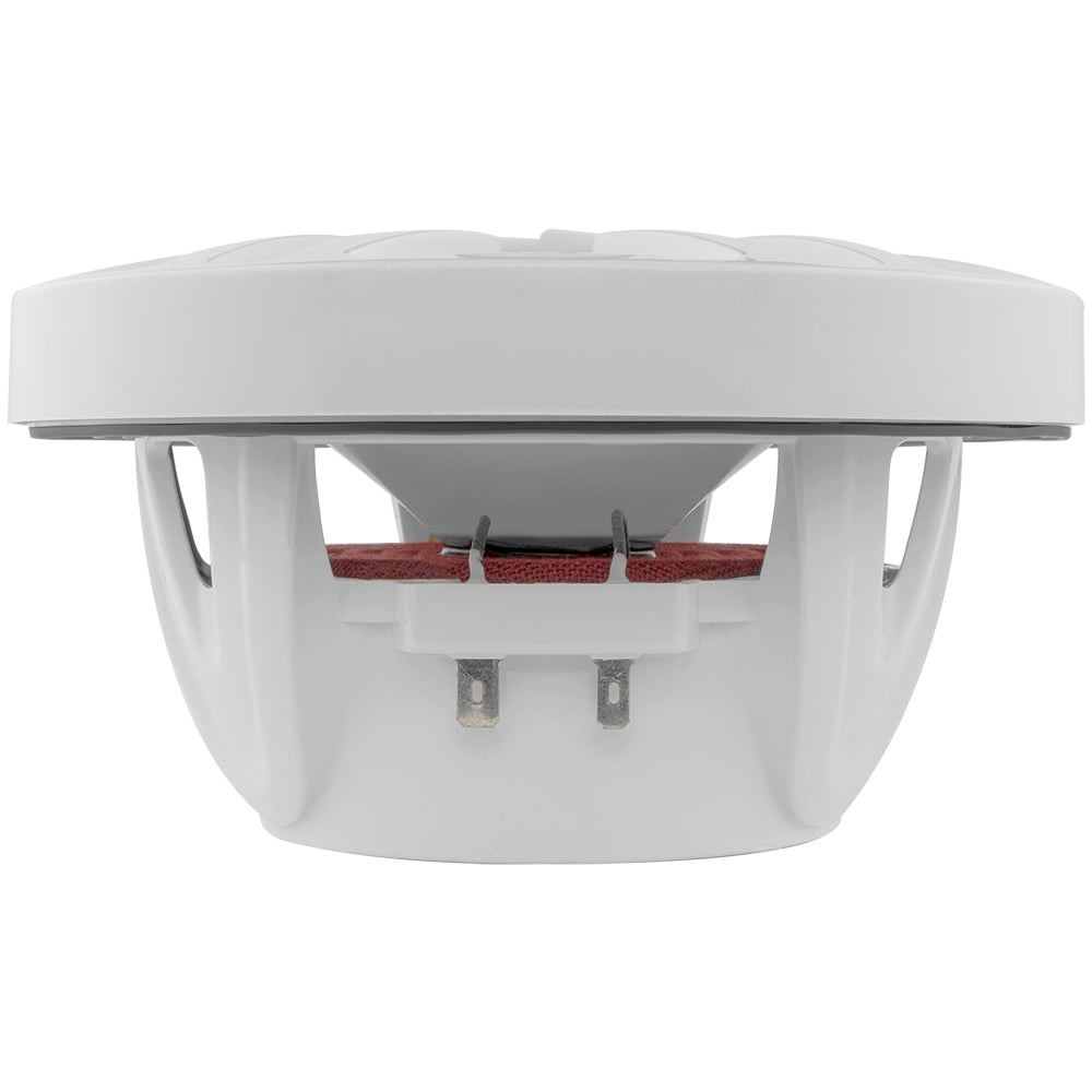 Vita 6,5-tums marinhögtalare med LED-belysning, sett från sidan.