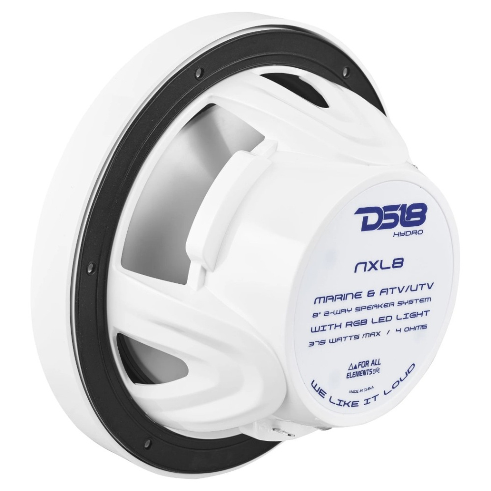 DS18 NXL-8, vita 8 tums marinhögtalare med LED, par