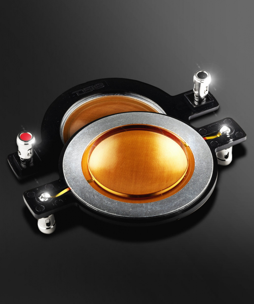 Reservmembran i fenol för högtalare, med guldbrun yta och metallram.