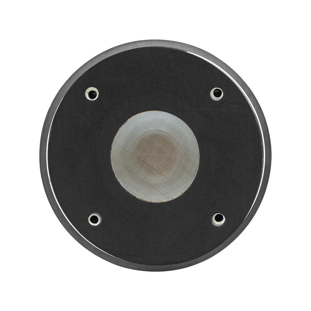 En rund högtalardrivare med fenolmembran och flera skruvhål.