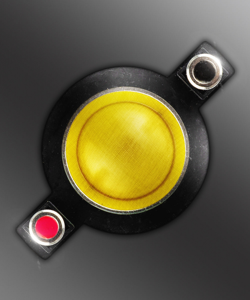 Reservmembran i gult och svart, med elektriska kontakter.