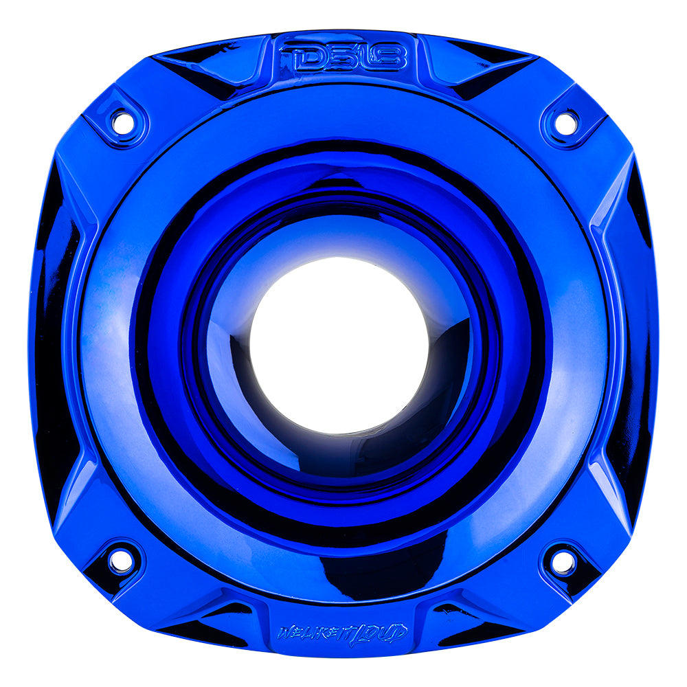 Blått 2-tums horn till driver, avsedd för ljudsystem.