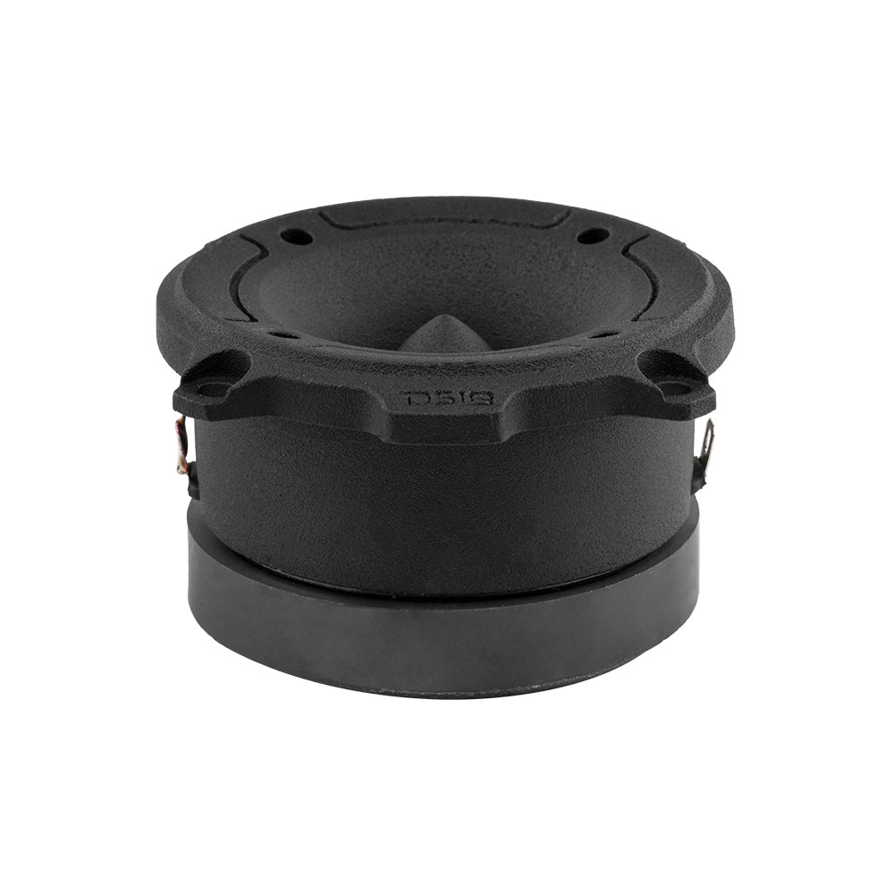 Svart SPL-diskant med låg profil och robust konstruktion, designad för ljudsystem.