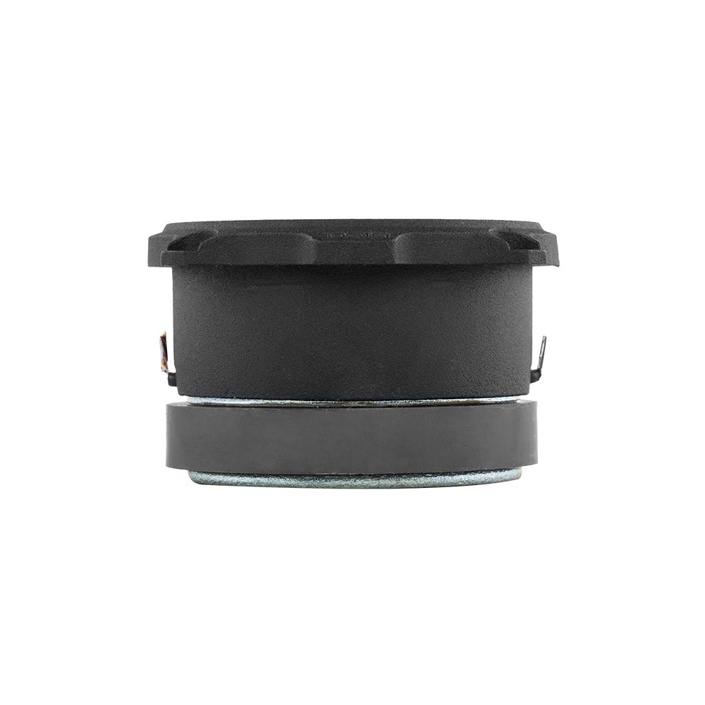 Svart SPL-diskant med rund design, avsedd för ljudsystem.