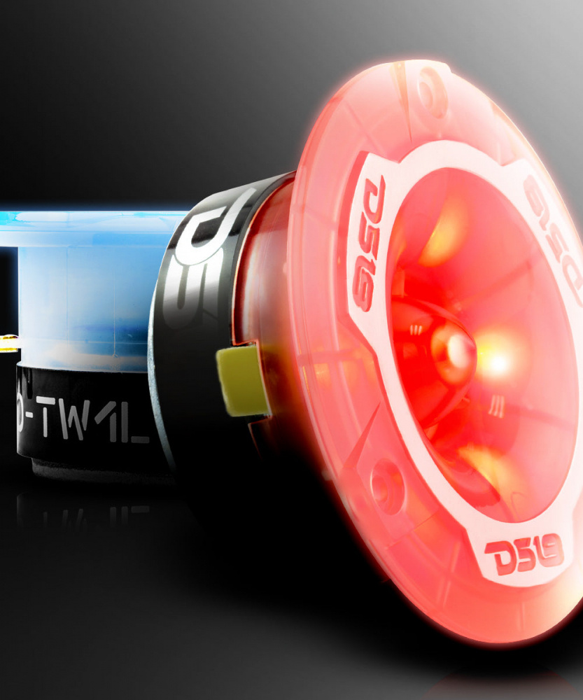 Högtalardiskant med RGB LED-belysning, tydlig design och kvalitet.