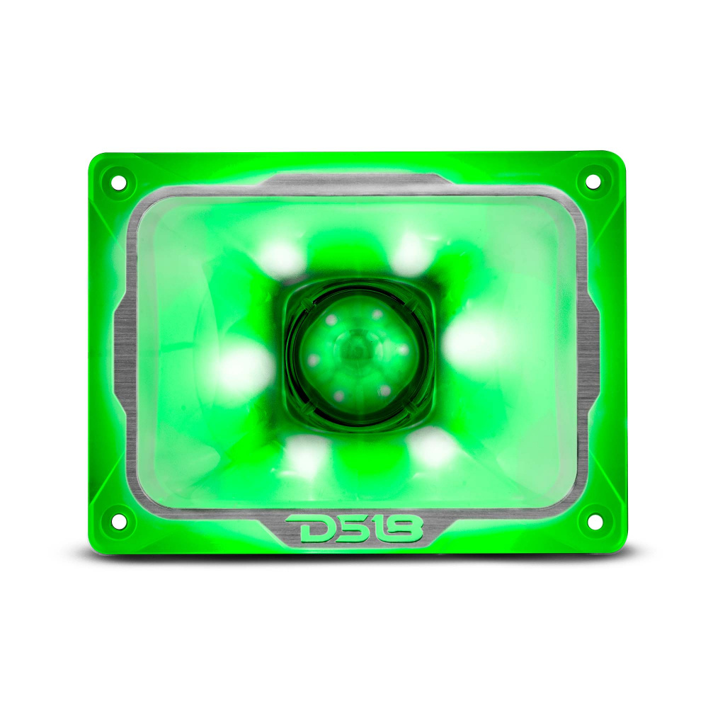 Grov SPL-diskant med grön RGB LED-belysning.