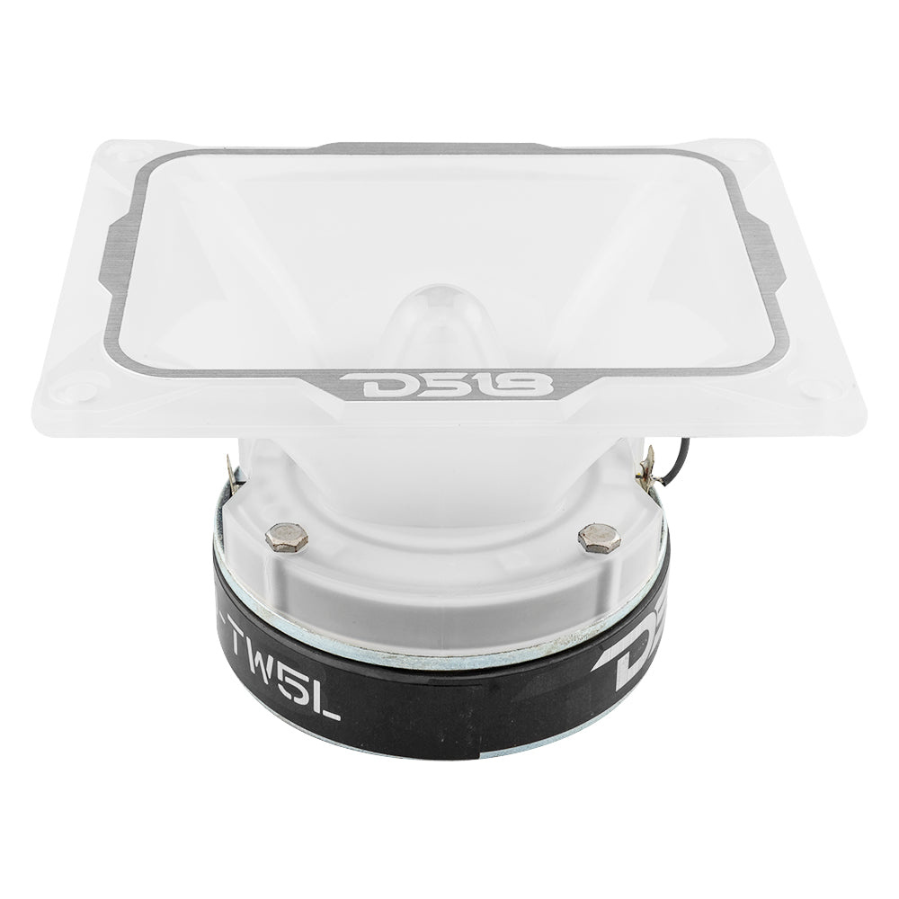 Grov SPL-diskant med RGB LED-belysning, vit och svart design.