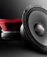 DS18 PRO-X8.4M, 8 tums midbas, styck En 8 tums midbas med svart och röd design, för high-performance ljudsystem.