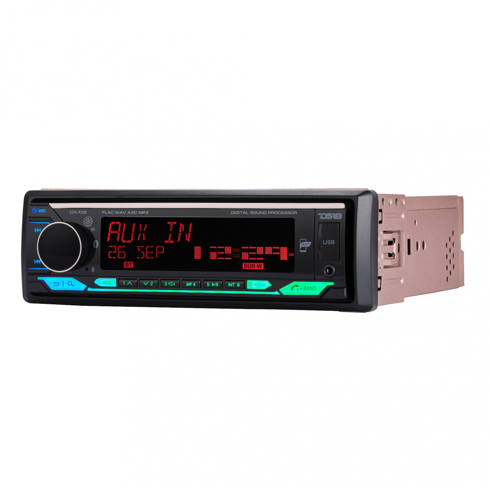 High Power-bilstereo med USB, AUX och inbyggd DSP. 4x60W RMS effekt.