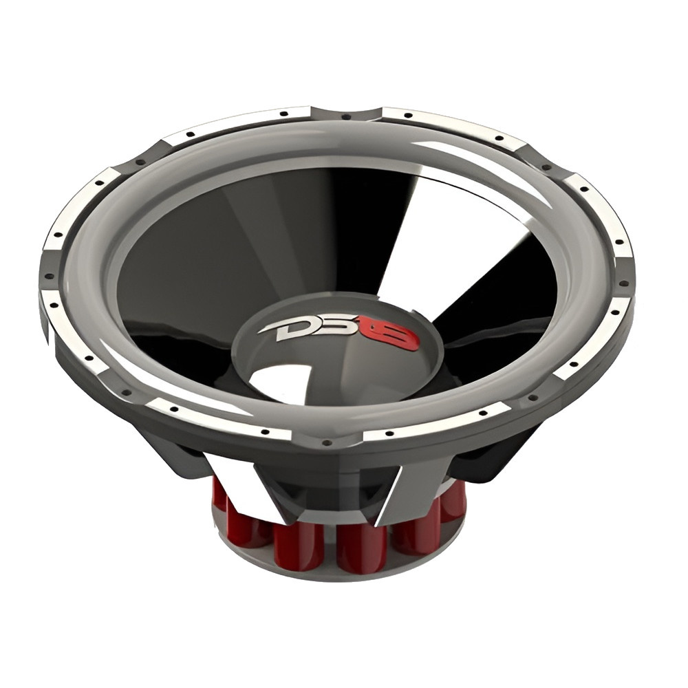 32 tums baselement med en stor, glänsande membran och robust konstruktion.