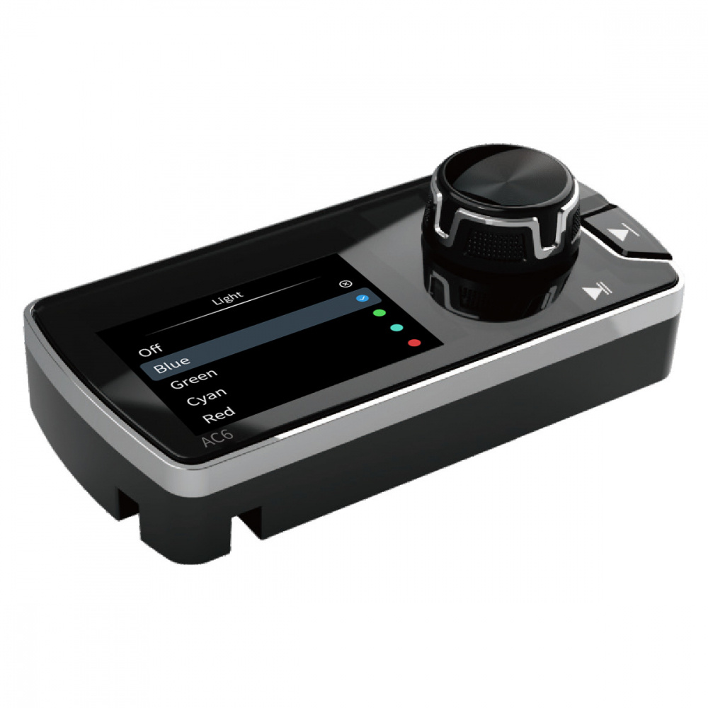 Fjärrkontroll med skärm och inställningar för ljusfärger.