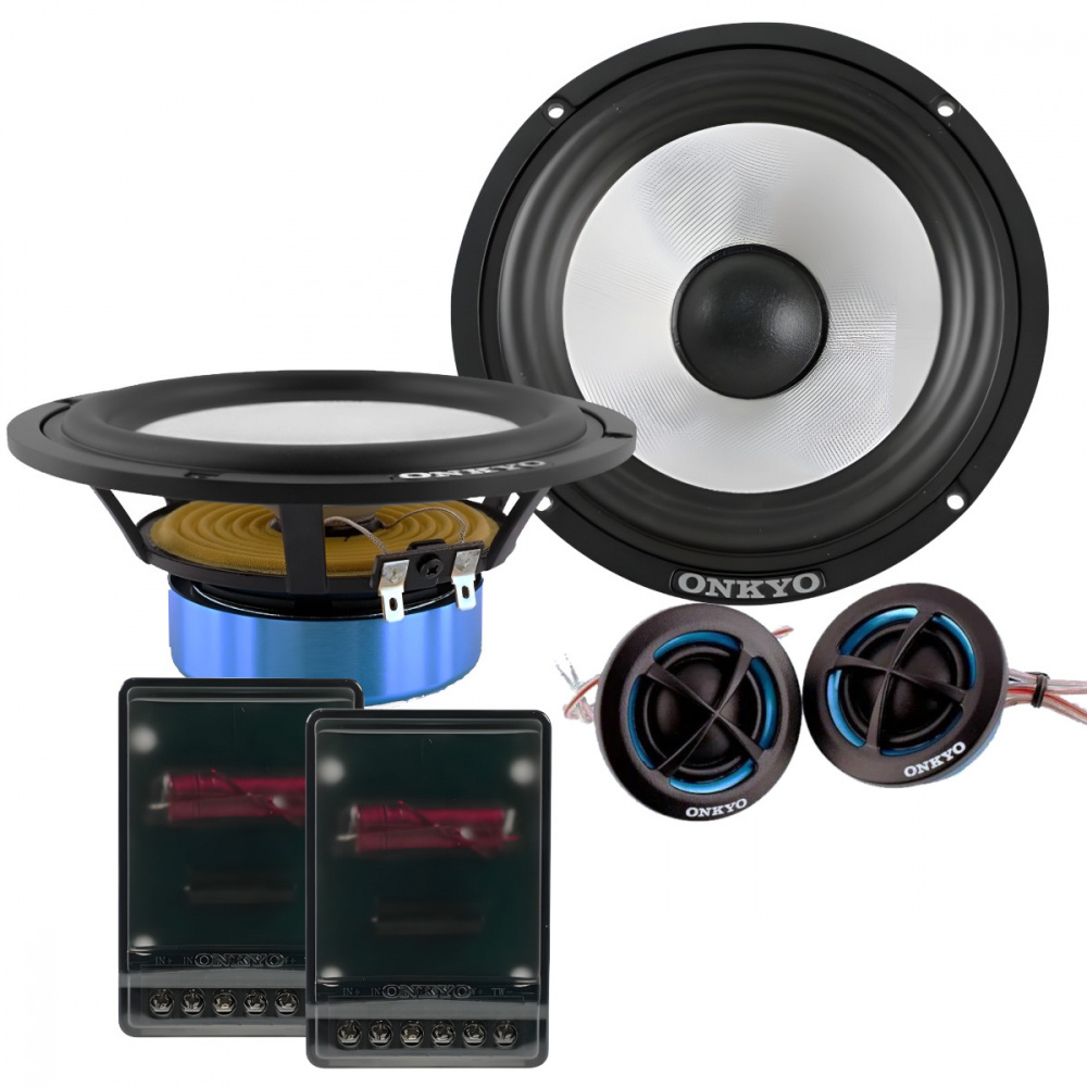 Det är ljudkomponenter med högtalare och filter från Onkyo E-C650.