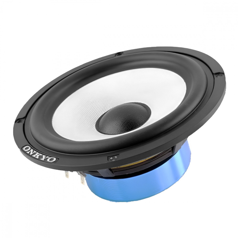 Högtalare med en 6.5 tums kon och svart ram.