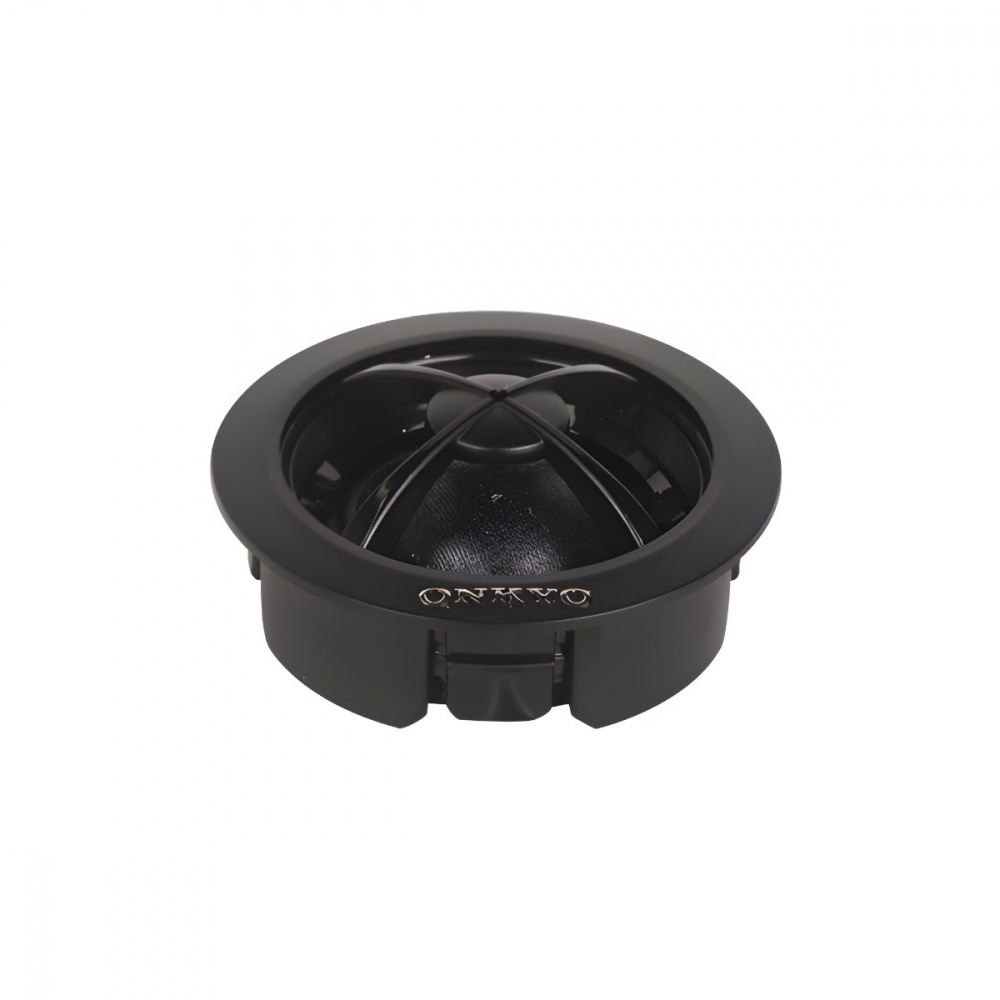 En rund högtalare med svart design och Onkyo-logotyp.