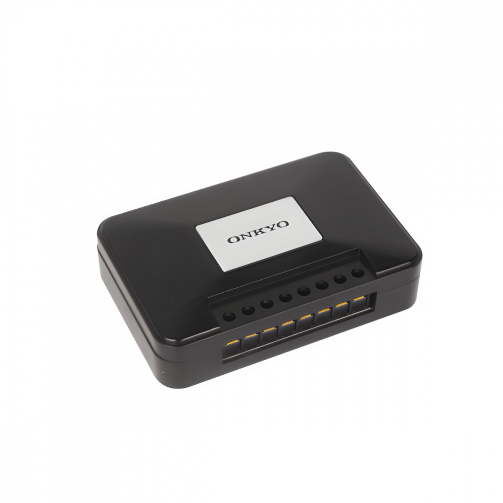 En svart elektronisk enhet med knappar och Onkyo-logotyp.