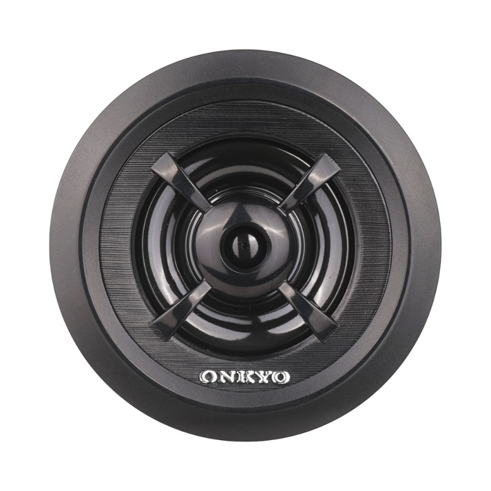 En svart diskant med fyra skärande blad och logotypen Onkyo.