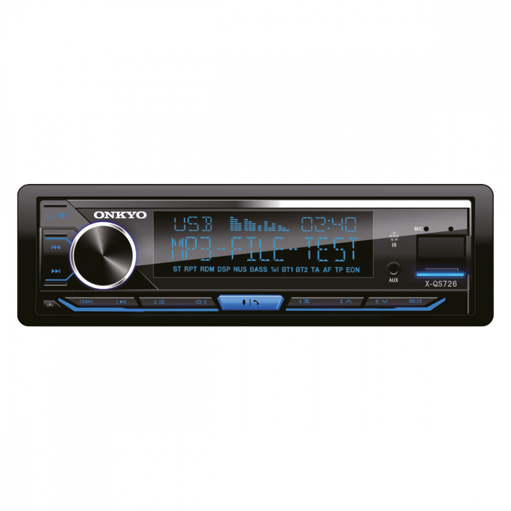 Onkyo X-QS726, Bluetooth-bilstereo med 3 par lågnivå (4V) och inbyggd DSP, returexemplar