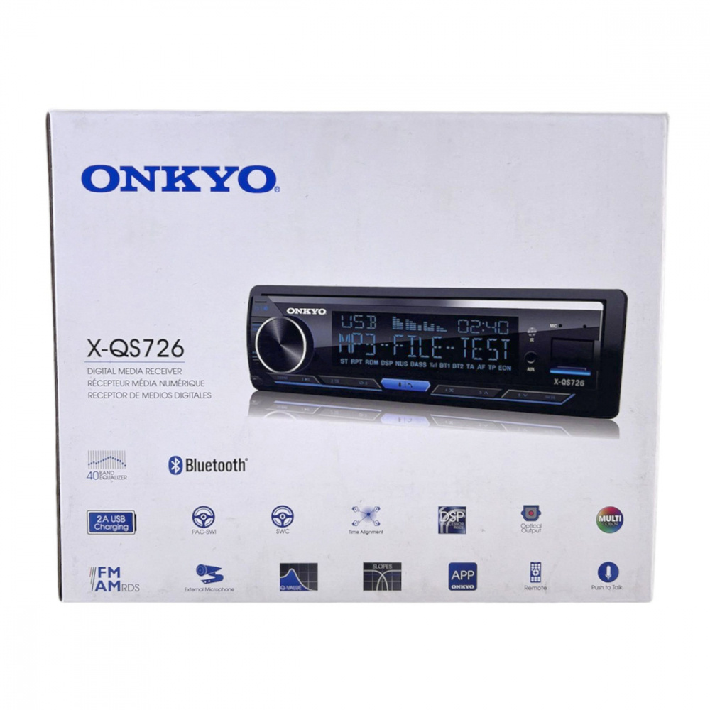 Onkyo X-QS726, Bluetooth-bilstereo med 3 par lågnivå (4V) och inbyggd DSP, returexemplar