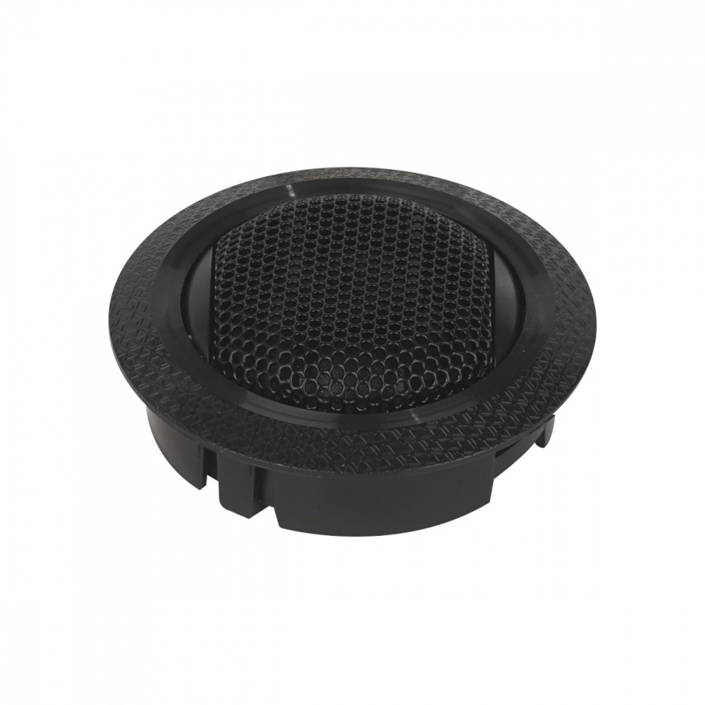 En rund högtalare med nätgaller, designad för bilsystem.