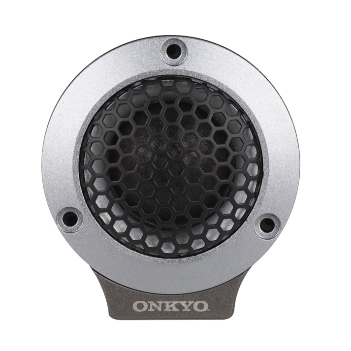 En rund svart och silverfärgad diskant med nätgaller.