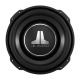 JL Audio 12TW3-D4, slimmat 12 tums baselement En rund svart högtalare med JL Audio-logotyp i mitten.
