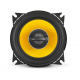JL Audio C1-400x, 4 tums koaxialhögtalare En svart och gul koaxialhögtalare med rund form och grilleskydd.