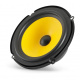 JL Audio C1-650, 2-vägs 6.5 tums kitsystem En rund högtalare med gul kon och svart ram.