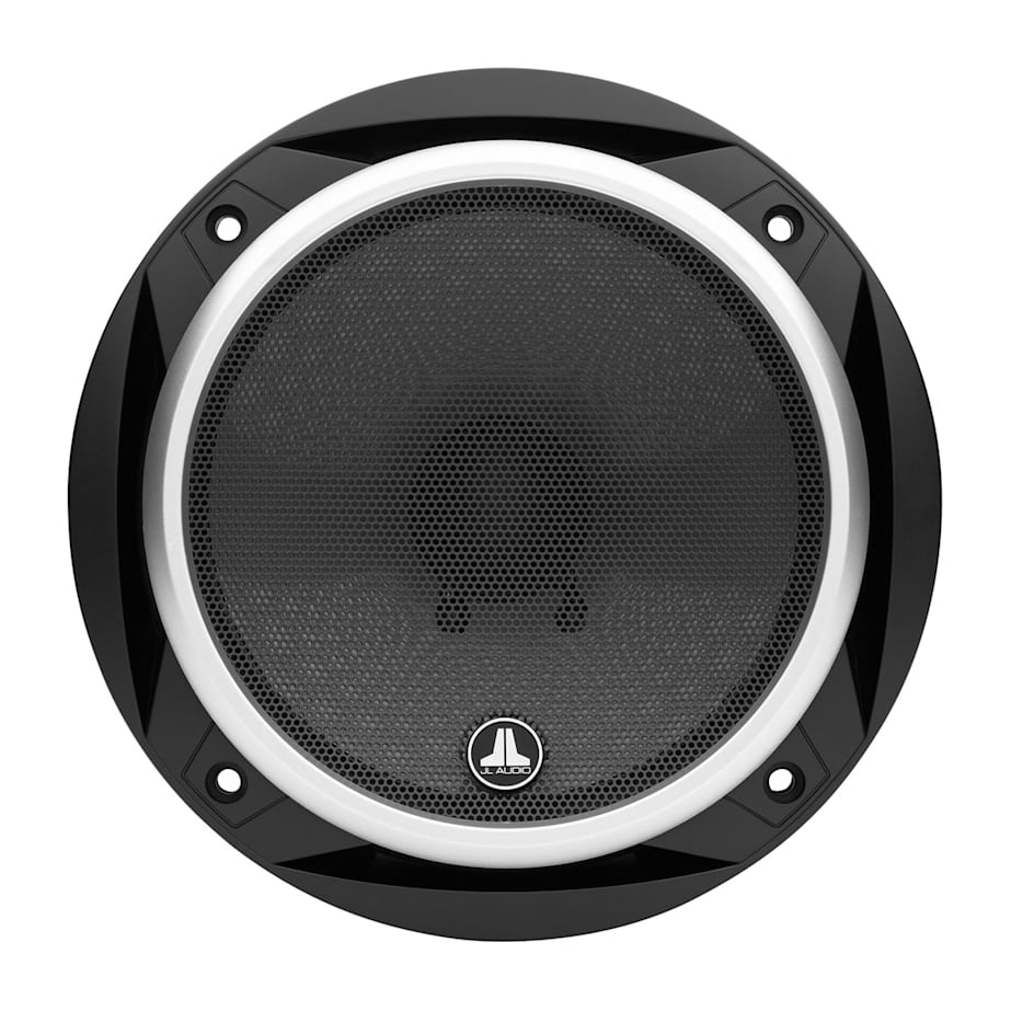 Högtalare med svart och silverfärgad design för bilaudio.