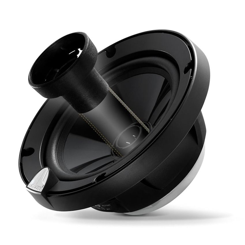 Högtalare med svart kon och front, designad för bilinstallation.