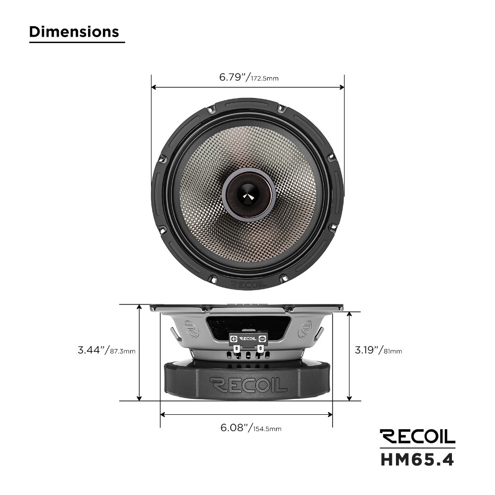 Recoil HM65.4, 6.5-tums midbas/mellanregister, par