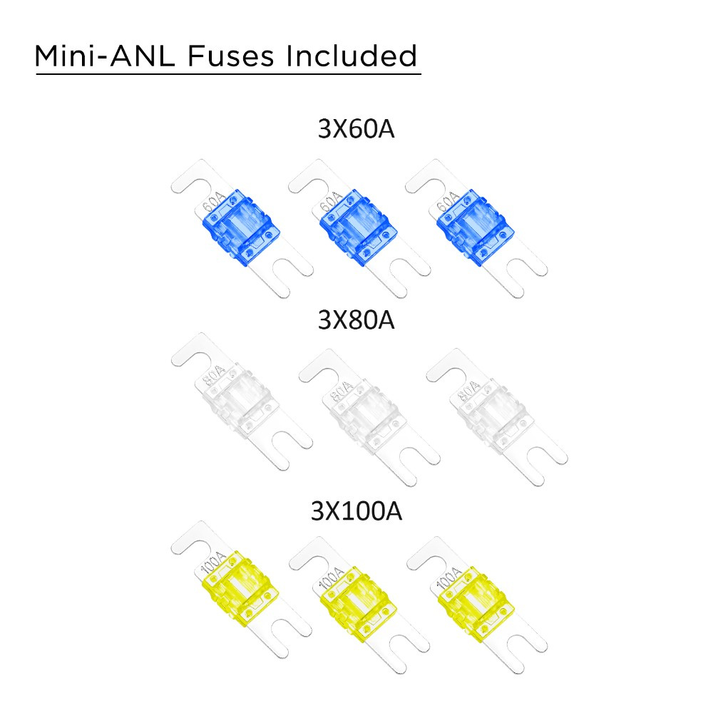 Recoil MPG3 Mini-ANL säkringshållare + jordblock 2x50mm² till 3x20mm²